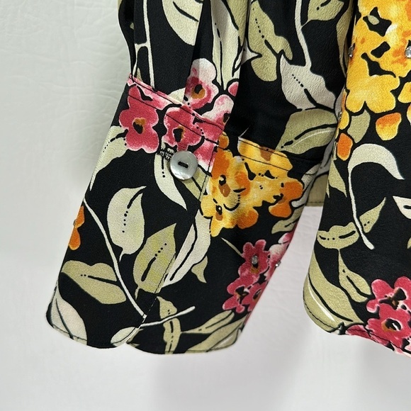 Vintage REDD Jeans 100% Silk Long Sleeve Button Down Floral Blouse, 10 - Picture 4 of 7